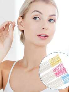 60支耳洞清洁棒，耳洞清洁线，耳部护理套装，包含60支耳洞清洁线、耳洞清洁液和清洁棒，去除异味和污垢，男女通用，防止耳洞堵塞，适用于客厅、卧室、浴室，旅行必备，婚礼、派对、生日礼物、新年礼物（送给父母和朋友），配饰，趣味礼物，学校、返校、旅行、居家必备，耳部清洁器 - 彩色 - 查看 4