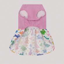1pc Easter Bunny Print Pet Dog Dress, Suitable For Small/Medium Dogs, Cats, Easter Party Holiday Costume Gift - Pink - View 3