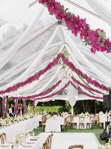 Nejlue Artificial Flowers/Plants1111 Home & Living 1pc 170cm Artificial Bougainvillea Garland, Silk-Like Bougainvillea Vine Wreath - Durable Anti-Oxidation Fake Bougainvillea Flower Wreath, Suitable For Home And Garden Decor, Great For Weddings And Seasonal Celebrations, Applicable For Home Decor, Room Decor, Tabletop Decor, Party Decor, Birthday Decor, Bedroom Decor, Wedding Decor, Garden Decor, Indoor Outdoor Decor, Spring Decor - Deep Rose Red - View 2