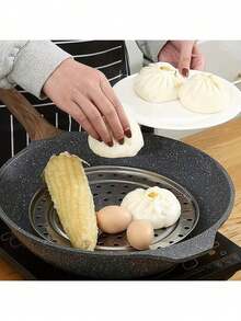 1pc Stainless Steel Steamer Rack With Detachable Legs, Home Steamer Pot Accessory With Separate Water Tray, Suitable For Various Pot Sizes, For Steaming Buns, Bread, Dishes, Applicable To Home Kitchen, Open Flame Stove, Induction Cooktop - Multicolor - View 3