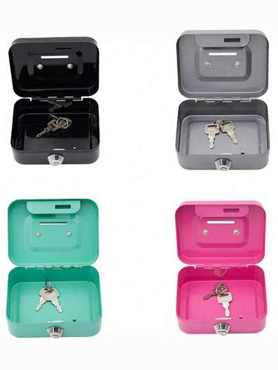 6-Inch Metal Small Box With Password Lock, Coin Tray, Matte Black Exterior, Suitable For Retailers, Personal Use, Home Office And Secure Storage