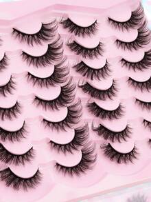 14 Pairs Natural Faux Mink Eyelashes, D-Curl 3D Thick Long Synthetic False Eyelash Strips, Cat Eye Style Lashes, Eyelashes, Fake Eyelashes - fox eye lashes - View 5