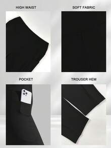 女款大尺碼七分緊身褲 高腰收腹彈性瑜伽運動褲 (XL-5X) - 黑色 Spandex 彈性運動褲 - 黑色 - 查看 6
