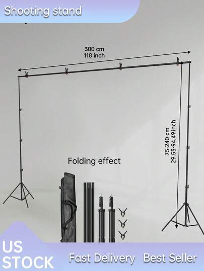 Adjustable Black Photography Background Stand Set Without Background Cloth For Photo Studio Shooting Prop