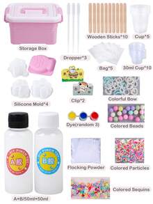 1:1 AB 液态硅胶橡皮泥工艺套装，含 4 个模具，DIY 软萌玩具制作套装，生日/节日礼物，派对小礼物，手工爱好 - set - 查看 2