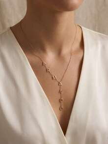 1pc Personalized Lariat Name, Enhance Your Style Jewelry Gift, Regular Letter Y-Shaped Name, Customized Fashion Jewelry, Personalized Customized Name 1-12 Letters - Multicolor - View 2