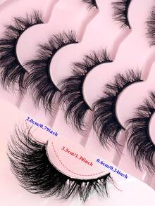 ENCHUW 5 Pairs Cat Eye Lashes Look Natural Soft Cross Wispy Lashes Faux Mink Fake Lashes Manga Lashes Strip Lashes, Lashes, Eyelashes, Fake Lashes - Black - View 2