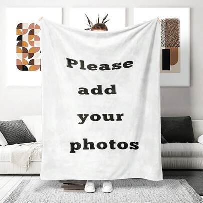 1pc Customized Photo Fleece Blanket, Machine Washable, Polyester Fabric, All-Season, All-Weather, Modern Style Multipurpose Digital Printed Blanket, Suitable For Mother's Day, Birthday, Valentine's Day, Graduation, Father's Day, Wedding, Housewarming And Other Occasions, Can Be Used For Sofa, Bed, Car, Tea Room, Bedroom, Bathroom, Living Room, Dining Room, Office