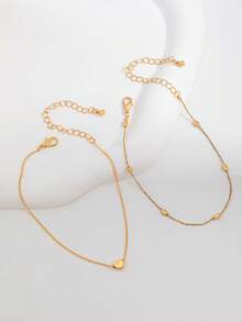 Women Heart Shaped Anklet Bracelet Sandal Foot Jewelry, New Design Leg Chain Foot Chain Accessories (Random Beads) - Heart-shaped - View 8