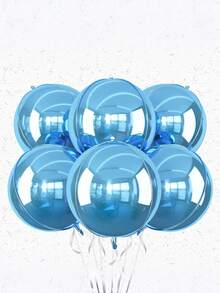 2/4/6 Stück blaue runde Aluminiumfolie Ballons, riesige 4D runde Ballons, 22 Zoll metallisch blaue Ballons, geeignet für Geburtstag, Hochzeit, Abschluss, Party Dekoration - Verschiedenfarbig - Übersicht 5