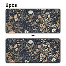 1 件装花卉图案桌垫，复古花卉植物鼠标垫，加长游戏鼠标垫，适用于办公室装饰，大尺寸笔记本电脑键盘鼠标垫，带缝边，尺寸 31.5x11.8 英寸，学习用品，返校季游戏鼠标垫，办公桌配件，办公用品，桌面配件，鼠标垫，桌垫 - 彩色 - 查看 14
