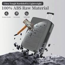 YSTYLE 4-Piece Hardside Luggage Set (12/20/24/28 Inches), With Scratch-Resistant And Impact-Resistant ABS Shells, Spacious Design And Four 360-Degree Spinner Wheels - Dark Grey - View 3