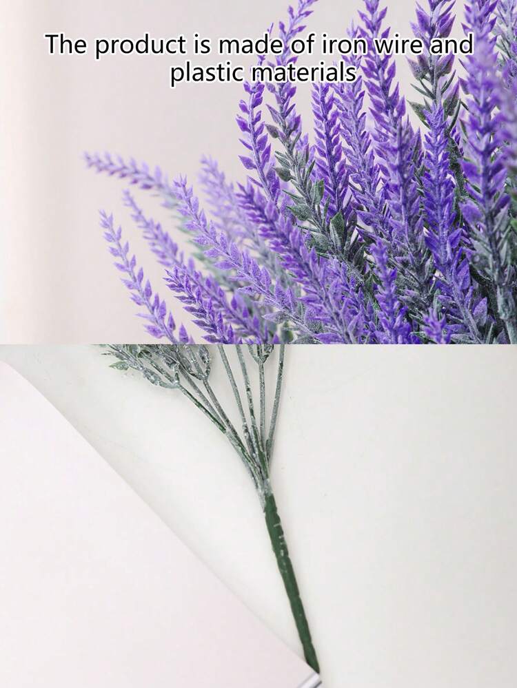 2pcs Artificial Lavender Flower Stems Decor, Home Living Room Windowsill Fireplace Vase Filler DIY Decorations, Outdoor Garden Rack Ornaments - Purple - View 10