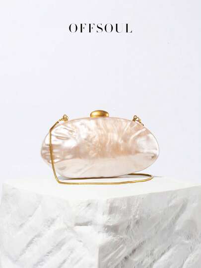 Mermaid Series Hard Shell Bag, New Bridal Wedding Dress Accessory, Acrylic Chain Shoulder Crossbody Bag For Party, Banquet, Vacation