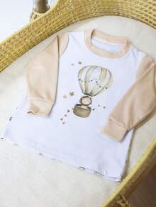 Pijama Infantil Menino Menina e Unissex em Tecido Cotton Conjunto Pijama 2 Peças Manga Longa Calça com Cintura Elástica Confortável 1 a 4 Anos Estampa Fofinha - Marrom Claro - Visão 7