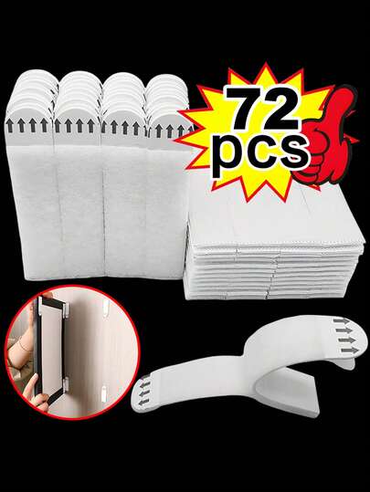 72pcs Heavy-Duty Adhesive Strips | No Drill Damage-Free Hanging, Double Sided Tape For Smooth Surfaces, Removable Strong Hold For Photos, Christmas Decor & Wall Art, Wall Adhesive Strips, Polyamide Material