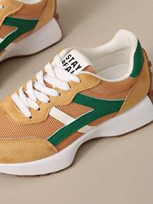 Women's Comfortable Lace-Up Athletic Sneakers - Lightweight Multifunctional Casual Shoes, All-Season Wear Non-Slip Rubber Sole Gump Shoes - Ginger - View 6