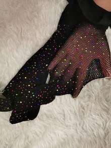Hot Rhinestone Bling Black Stockings Black Stockings Women Thin Ins Sexy Fishnet Stockings Spring Summer With Rhinestone Pantyhose - 螢光綠 - 查看 8