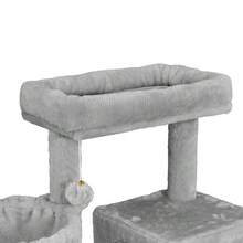 B BEASTIE BEASTIE Cat Tree Scratching Post Scratcher Tower Condo House Furniture Wood 100cm - Light Grey - View 5
