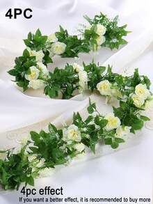 1/2 piezas de enredaderas de rosas artificiales colgantes, guirnalda floral falsa de rosas, hiedra de ratán, planta de rosa de seda falsa con hojas verdes, para fiesta, boda, hogar, dormitorio, comedor, cumpleaños, alféizar de ventana, jardín, balcón, columpio, chimenea, centro de mesa de comedor, decoración de pared - Blanco - Ver 15