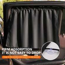 A Set Of 2 Car Privacy Curtains, A Car Sunshade For A Camping SUV Van, And 2 Side Window Partition Curtains For A Baby Sunshade - 黑色 - 查看 8