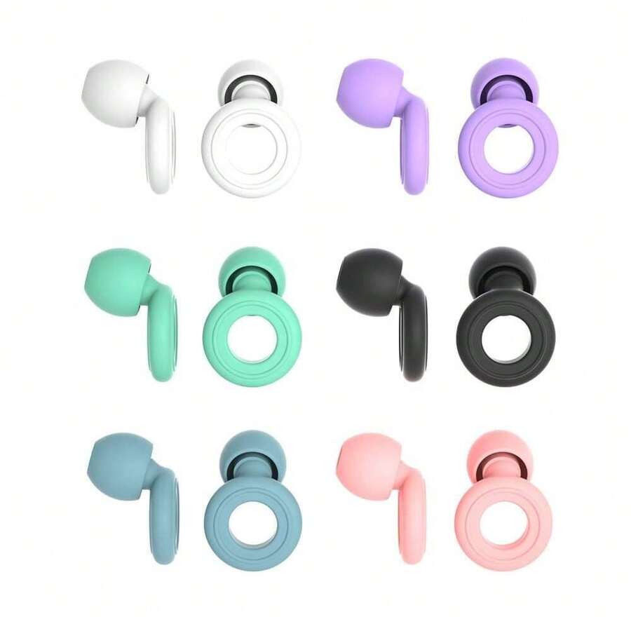 一副硅胶耳塞,包含2个耳塞和4个替换配件,专为睡眠和隔音而设计,不会伤耳。夜间防噪音和防打鼾耳塞 - 1套 - 查看 1