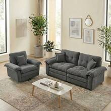 Sofa Bed Set - Gray + Upholstered + 3 Seat - View 12