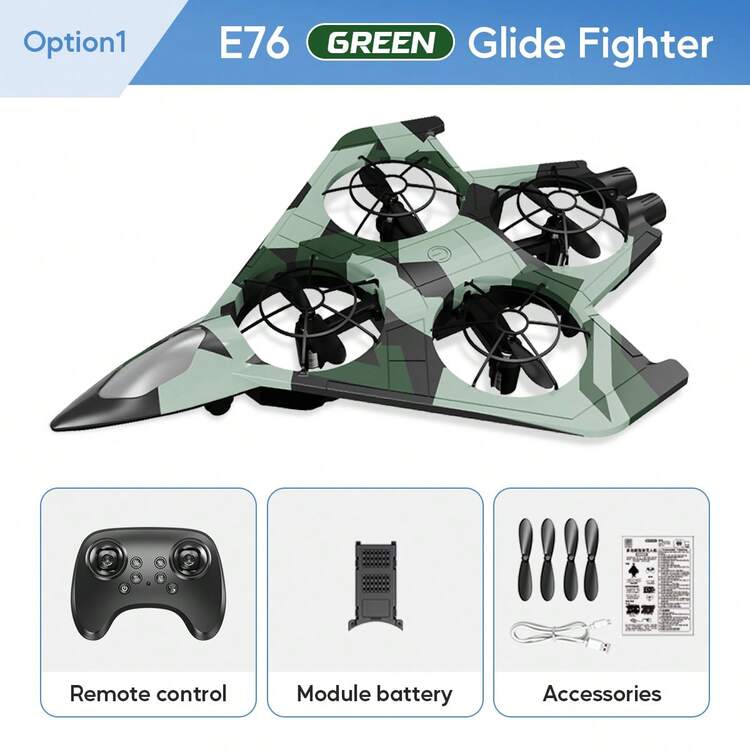AXNEN 2026 升级版 E76 滑翔战斗机，配备 FPV 视频传输遥控器，一键降落，可调节快/慢速模式，360° 翻滚，无头模式，轻松完成各种特技动作——任何节日的完美礼物。 - 彩色 - 查看 16