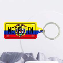 1个哥伦比亚城市名称元素双面UV印刷钥匙扣,男女通用时尚配饰包包挂饰钥匙圈 - 彩色 - 查看 31