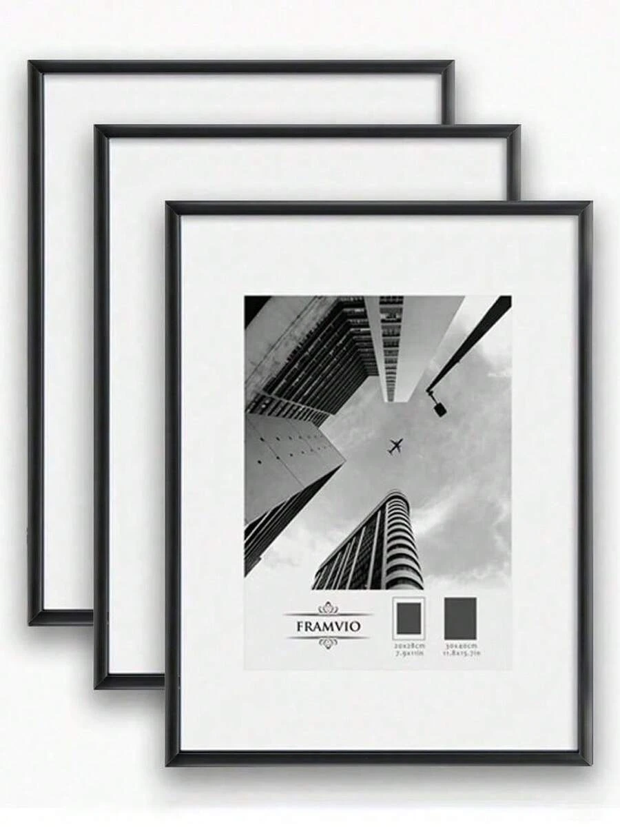 3pcs Large Poster Frames Aluminum Black Gold Picture Photo Frame,30x40cm For Photo Gallery Simple With HD Plexiglass Mat, Horizontal Or Vertical Wall Mounting, For Wall Art Mounting Print Home Decor Living Room Decoration - 多款 - 查看 1