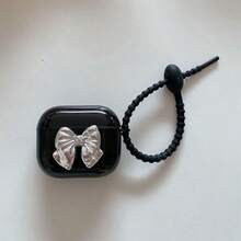 Silver Bow Design Protective Case Suitable Compatible With Apple Bluetooth Earphones, Anti-Scratch And Drop Protection Case Compatible With Apple Bluetooth Wave Earphone Case - Black - View 12