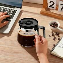 16 Oz Ounces Coffee Glass Pot Tea Cup Mug Collectible  (CoffeePot),With Spill Proof Lid Heatproof Glass Mug Large Capacity Ideal Gift For Coffee Lovers (1pcs) - 黑色瓶蓋 - 查看 10