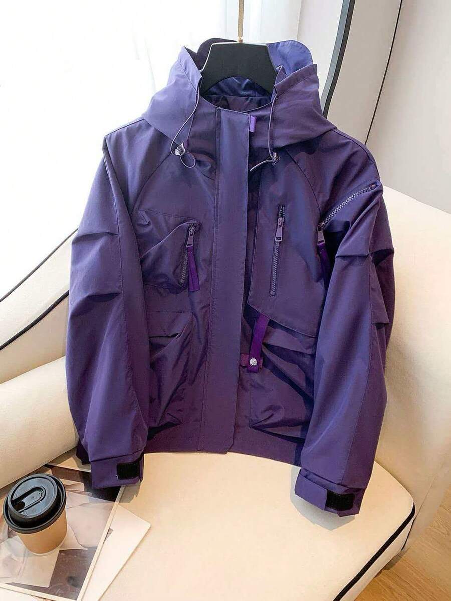 2026 Spring/Autumn New Fashion Loose Casual Windbreaker Jacket, Fashionable Slimming Versatile Purple Outerwear For Women - Purple - View 1
