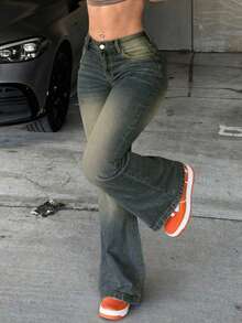 Elastic Skinny Flare Jeans For Teenagers, Suitable For All Seasons - Medium Wash - View 5
