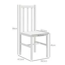 Dining Chairs, Set Of 2, Kitchen Chairs, Dining Chairs With Backrest, Living Room Chairs, Weight Capacity Up To 120 Kg, Pine Wood, White - White - View 3
