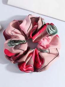 3pcs/Set Tropical Plant 3D Print Hair Scrunchies, French Bougainvillea Floral Hair Ties, Ponytail Holders - Multicolor - View 10