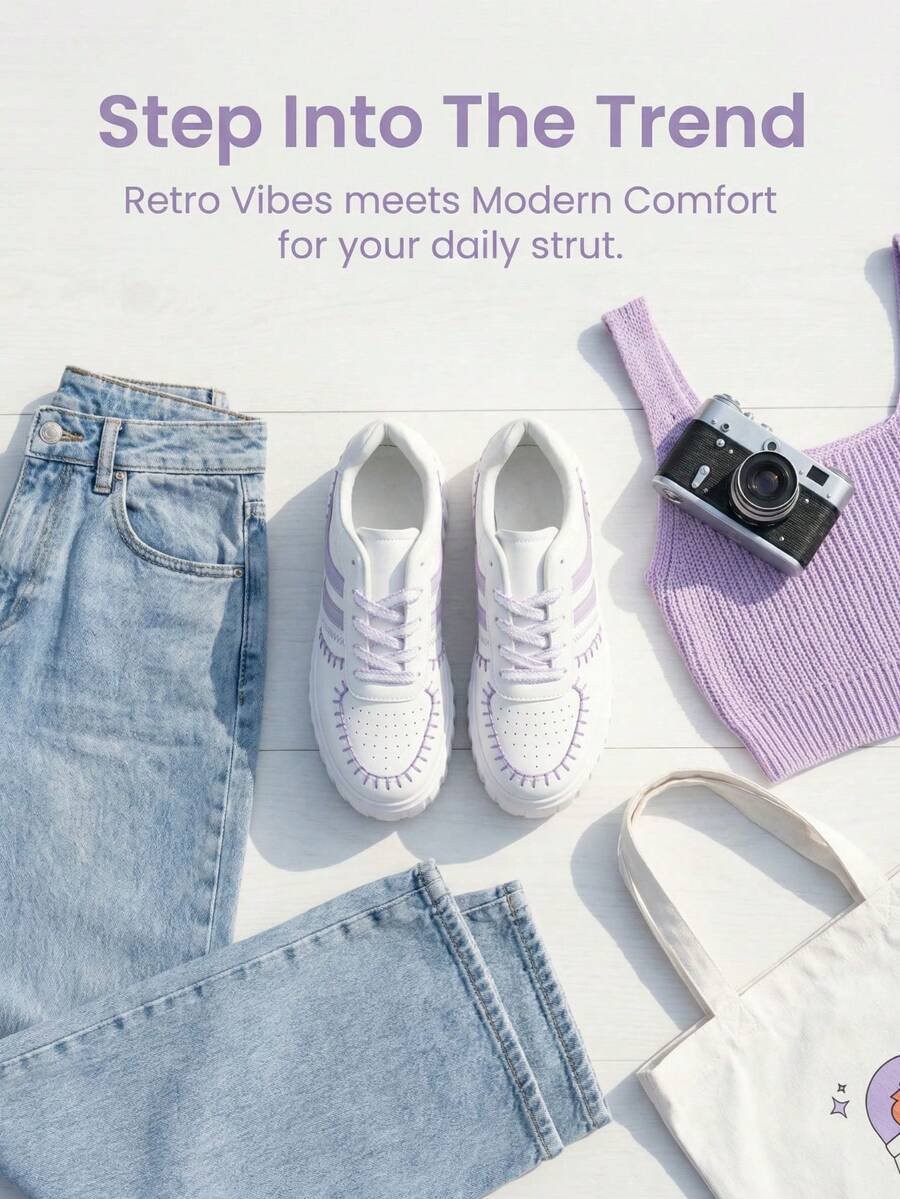 Bello Star Women's Casual Thick Sole Sneakers, Versatile For Daily Wear - Mauve Purple - View 1