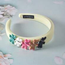 1pc Children's New Colorful Cartoon Headband With 5 Bears, Slip-Proof And Simple For Daily Wear Or - Yellow - View 2