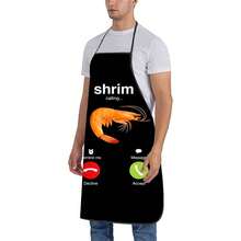1PC Funny Shrimp Calling Pattern Kitchen Apron Creative Phone Call Interface Printed Cooking Waist Apron Unisex Oil-Proof Household Cooking Apron - B - View 7