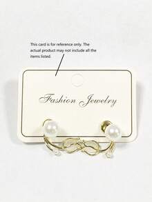 1 par de elegantes pendientes de tubo con perla falsa, pendientes a juego de moda - Amarillo Oro - Ver 6