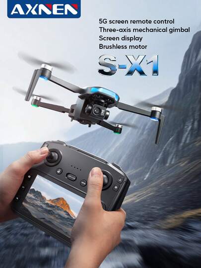 AXNEN Novo drone SX1 EIS sem escovas com controle remoto com tela HD de 5,5", câmera WiFi grande angular de 2,7K com estabilização EIS para fotos nítidas, motor sem escovas, leve e portátil - presente perfeito para o Natal e outras ocasiões especiais.