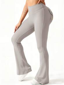 6pecil Women's Outdoor Flared Leggings With Pockets Women's Tight Sports Leggings Butt Lift Fitness Yoga Pants Leggings Sweat Pants Women Cloudy Gray - Light Grey - View 5