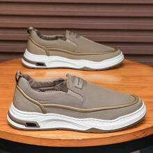 2026 New Summer Men's Slip-On Loafers: Breathable Canvas, Flat & Cozy, Versatile Casual Footwear - Khaki - View 2