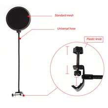 Soporte de micrófono, soporte voladizo de micrófono ajustable con adaptador de tornillo de 3/8 de pulgada a 5/8 de pulgada, montaje de choque con clip - Negro - Ver 2