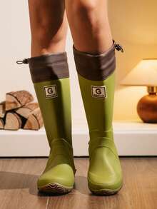 成人男女通用可折叠雨靴，防水防滑雨鞋，学生青少年防水涉水鞋 - 綠色 - 查看 8