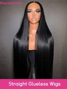 PQL巴西长直发混纺真人发假发，180%密度，13x6/13x4高清蕾丝前额假发，女士直发无胶假发，蕾丝前额闭合假发，预先拔毛，细小发结，自然发际线，带婴儿发，8-34英寸 - 自然色&黑色系 - 查看 1