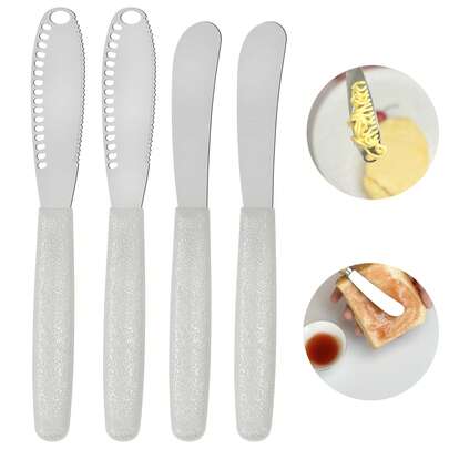 2pcs Stainless Steel Butter Knife Set, Cheese Slicer, Jam Spreader, Multi-Function Butter Grater And Spreader, Butter Scraper, Metal Can Spoon, Suitable For Cheese, Cold Butter, Jam, Cake Decoration, Pastry, Frosting, Kitchen Tools, Suitable For Home Kitchen, Restaurant, Bakery