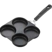 4-Hole Nonstick Frying Pan, Suitable For Frying Eggs And Burgers, Family-Friendly Nonstick Cookware, New Flat Bottom Steak And Egg Pan - Black - View 12