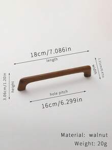 1pc Solid Wood Cabinet/Drawer Pull Handle, Wardrobe Closet Arched Wooden Door Knob, Modern Minimalist - Walnut Wood - View 6