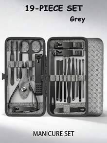 32件套不锈钢指甲钳套装,包含指甲钳、脚趾甲钳、修眉工具、美甲护理套装、黑色旅行收纳袋,是送给男士的绝佳圣诞礼物。 - 彩色 - 查看 19